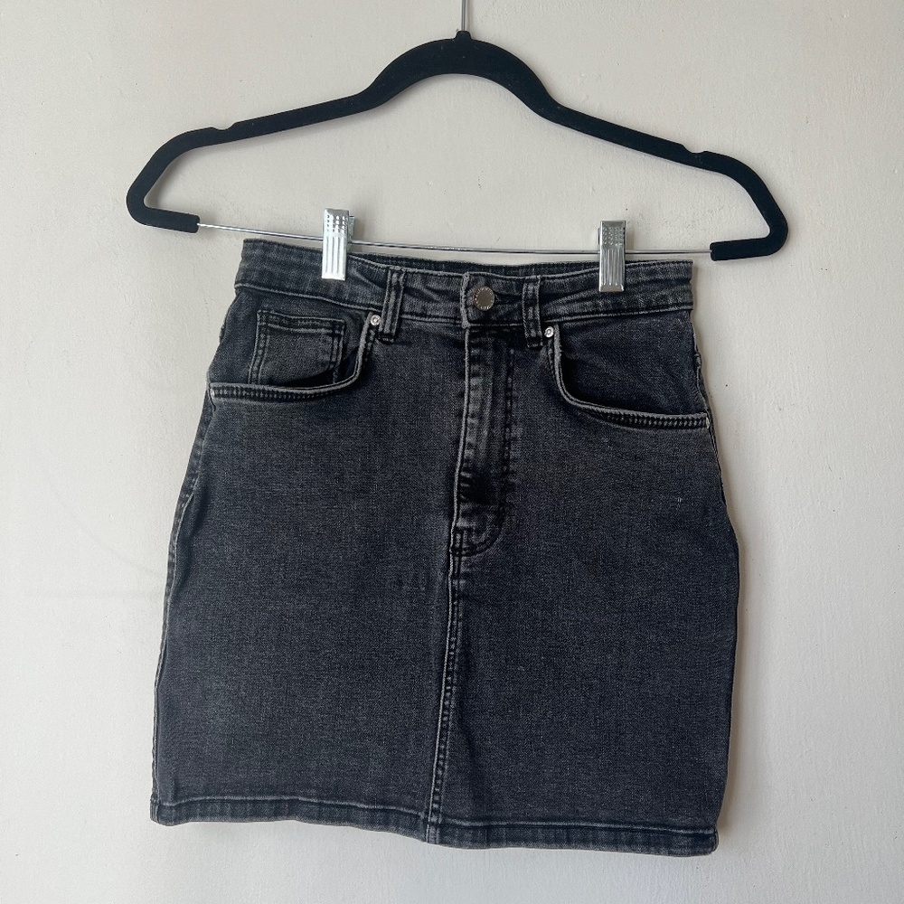 Zara Denim Mini Skirt (Dark Grey)